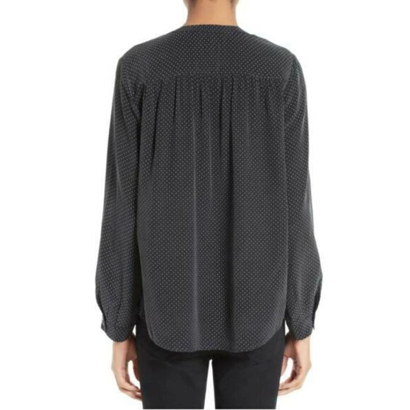 Joie Carita Silk Blouse XXS Black Polka Dot V-Neck Top Womens - Picture 2 of 5
